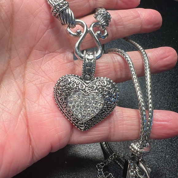 Lia Sophia Love Dust Cut Crystal Silver Tone Double Wheat Chain Necklace EUC - Picture 4 of 10